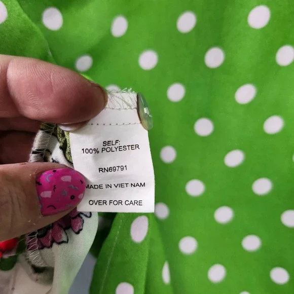 Fig &‎ Flower Tropical Floral Print Polka Dot Button Up Shirt Tunic Blouse 2X - Picture 9 of 9